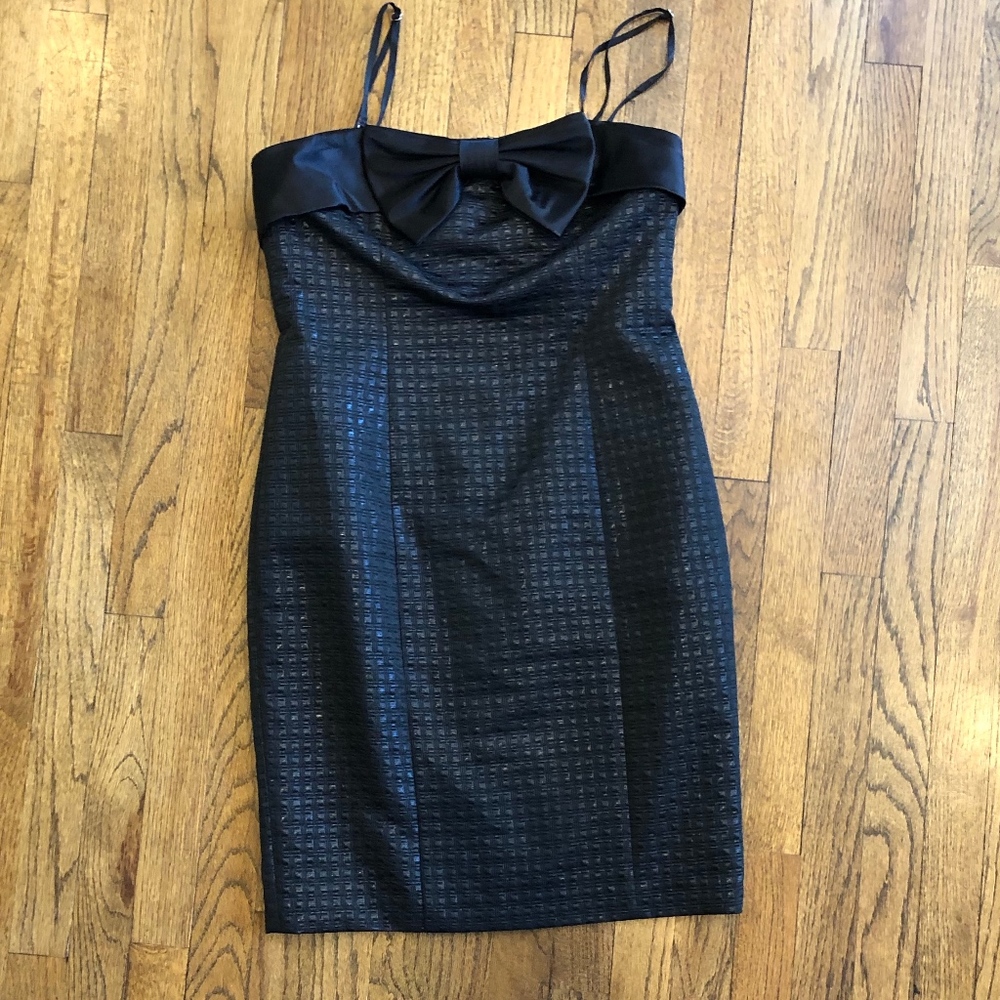 Strapless black metallic dress  size  8